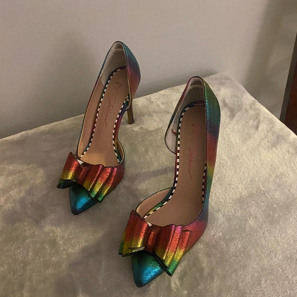 Betsy Johnson Metallic multi jewel colored heels. - Picture 5 of 5
